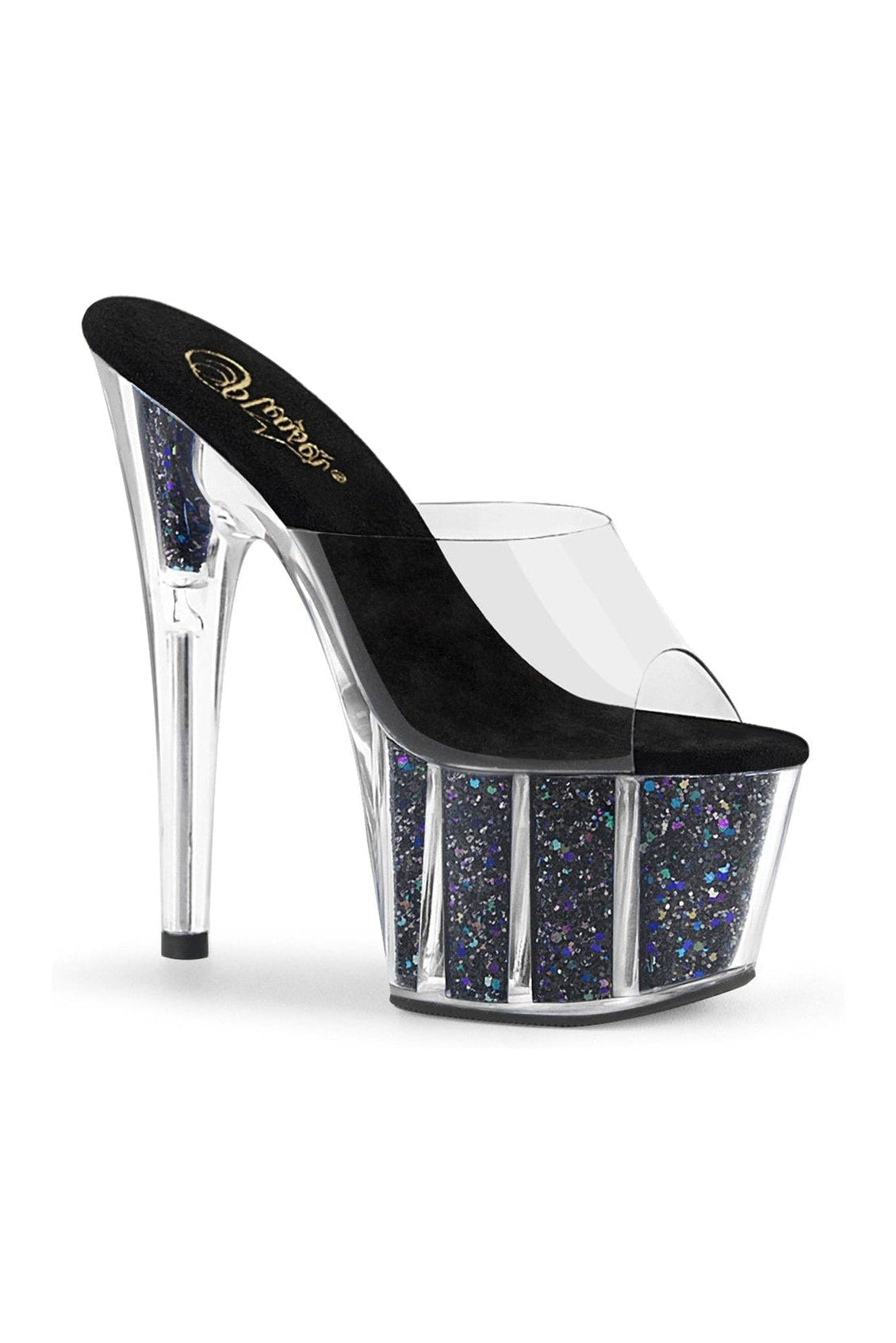 Pleaser Brand ADORE-701CG Exotic Clear Vinyl Glitter Slide Sandals