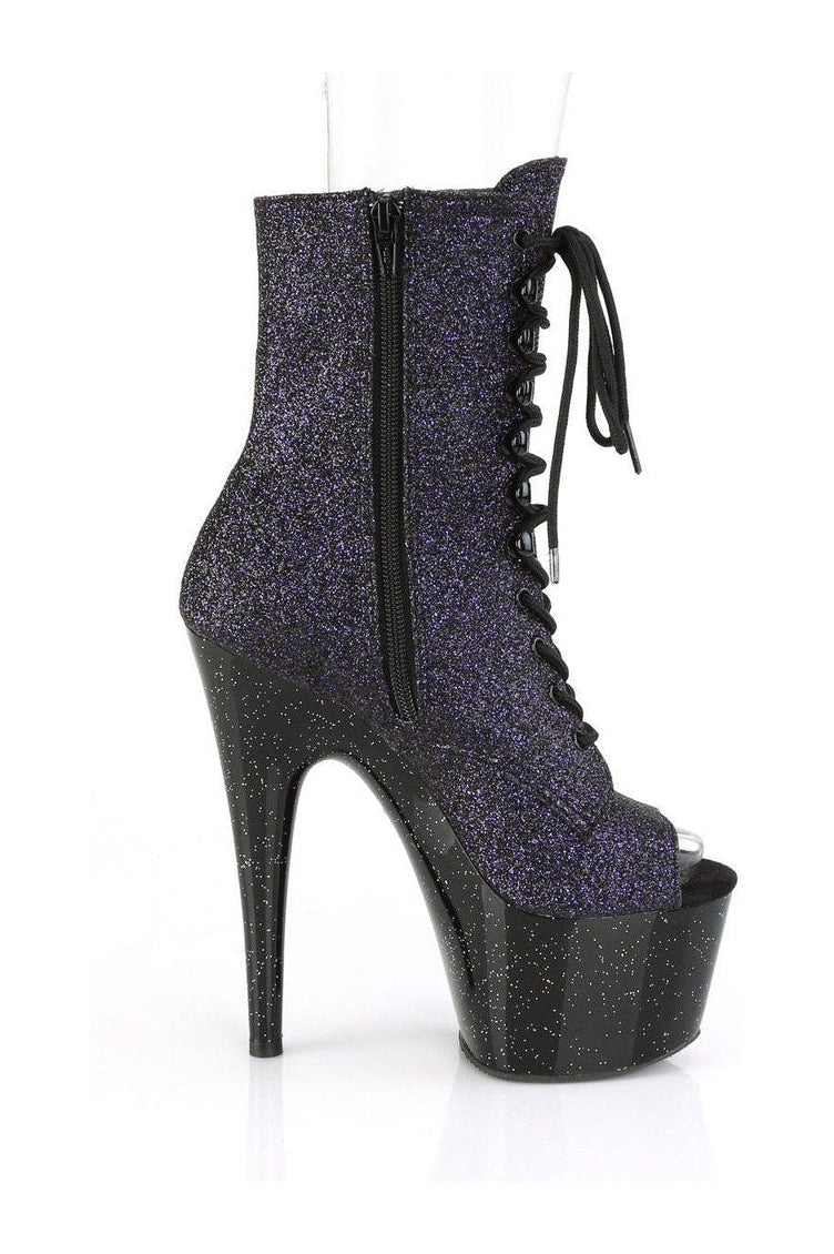 Exotic Purple Glitter Lace - Up Ankle Boot ADORE - 1021MG