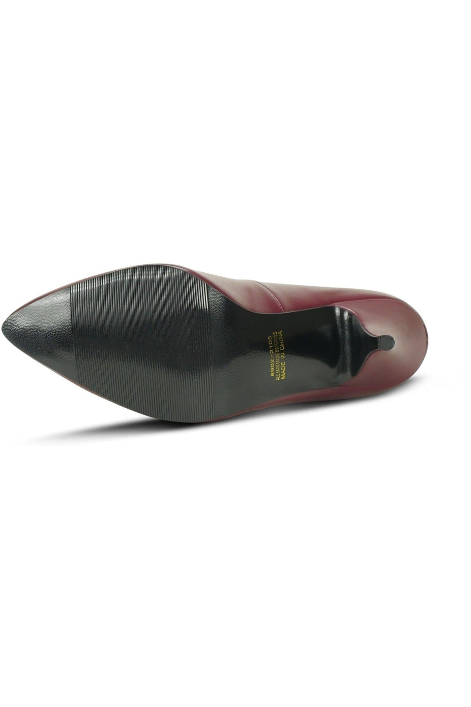 8902 Wide-Style Classic Wine-Colored Faux Leather Pumps for Women