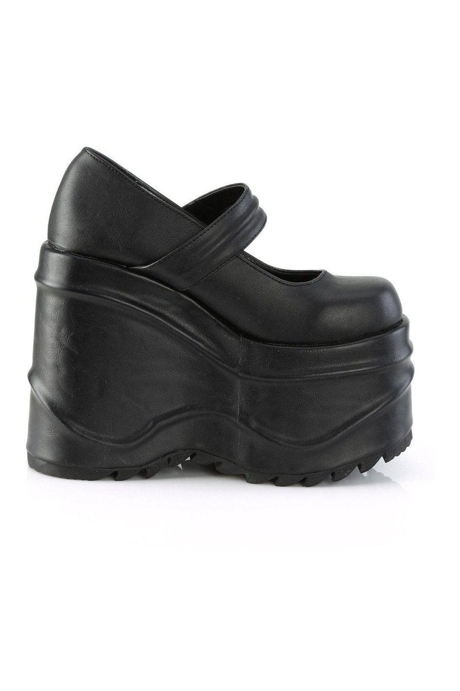 Stylish Demonia WAVE-32 Black Faux Leather Mary Jane Women's Shoes