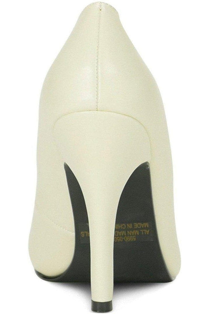 Stylish Bone Faux Leather Fashionable Pumps with Skid-Resistant Sole
