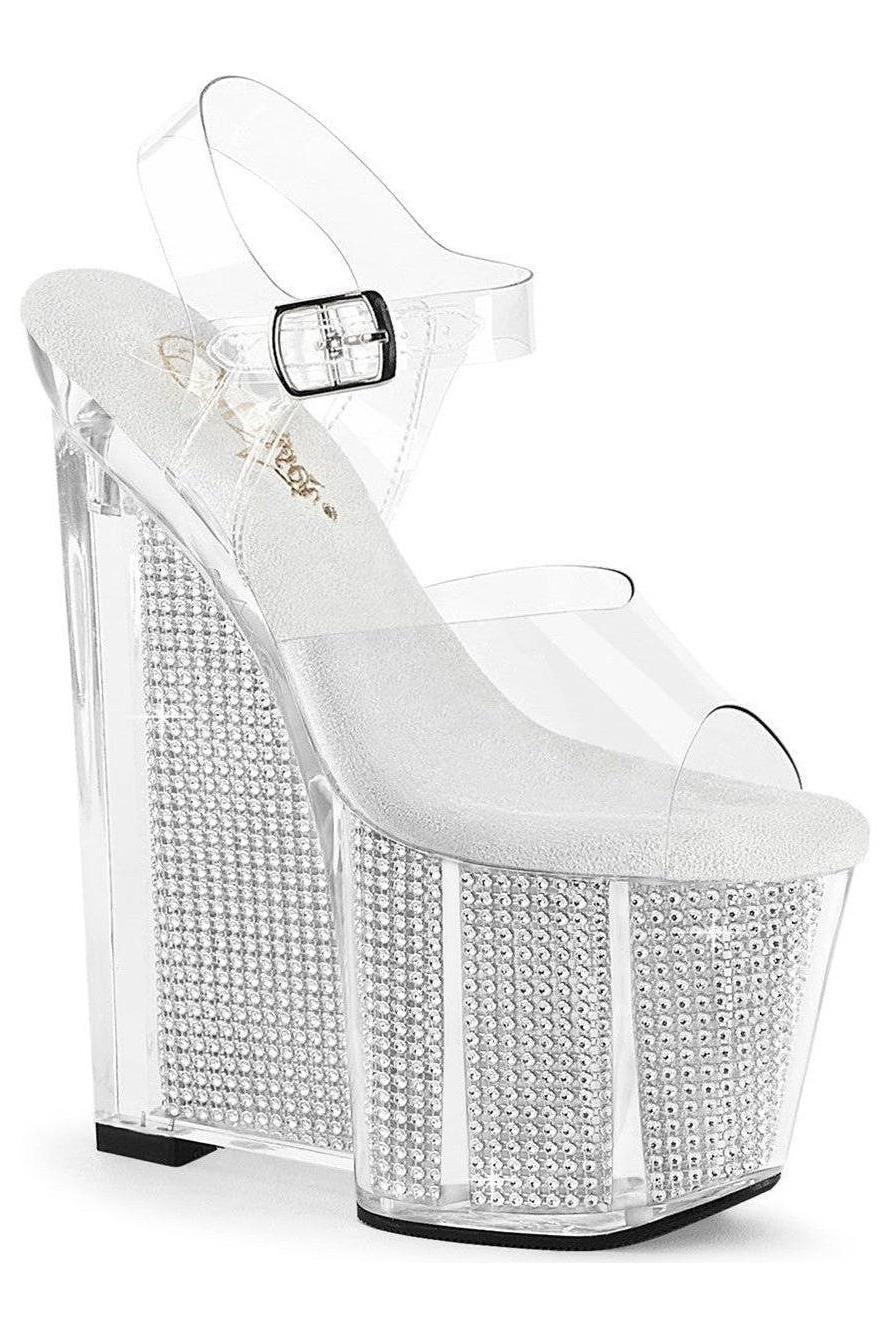 Pleaser Women's AMAZE-808SRS Fashionable Rhinestone Simulated Ankle Strap Sandal