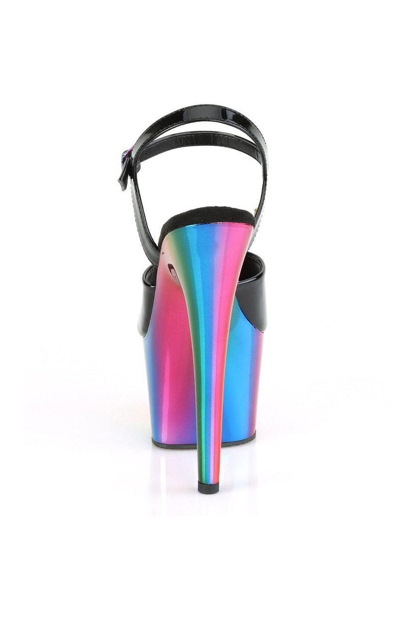 Pleaser Brand ADORE-709RC Black Patent Leather Ankle Strap Sandals with High Heels and Platform