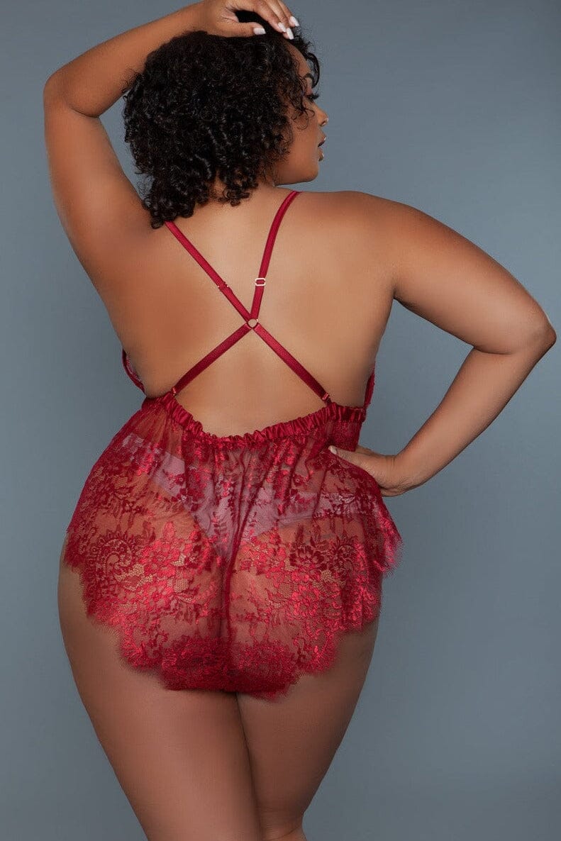 Plus Size Floral Lace Teddy for Women's Intimate Wear