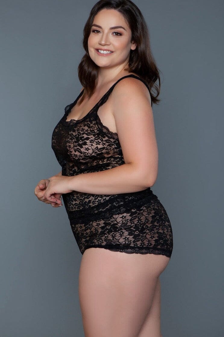 All - over Floral Lace Two - piece Tank Set with Elasticated Shorts
