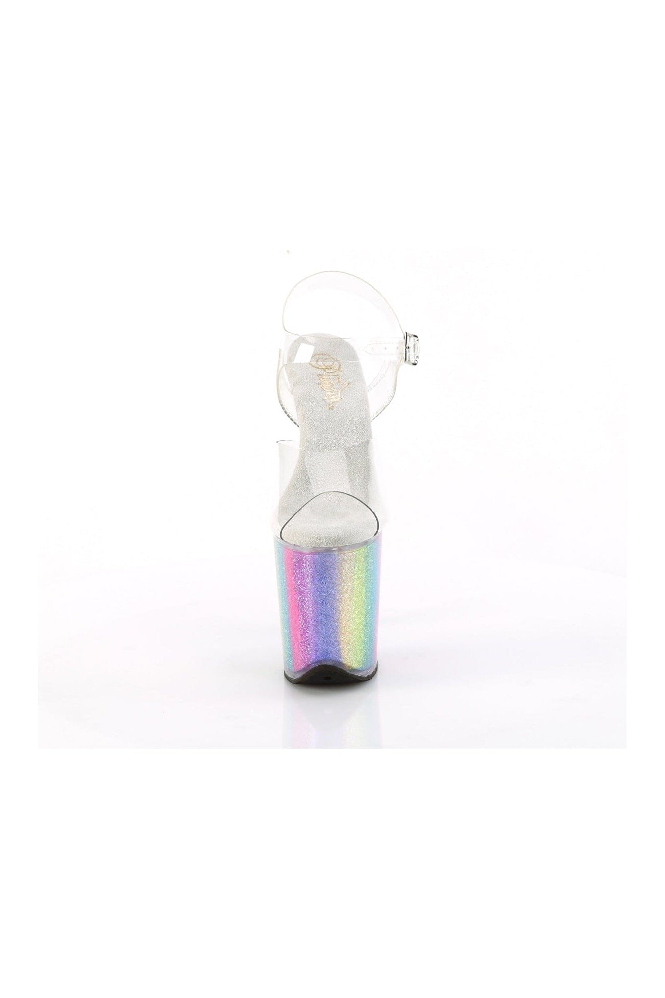 Pleaser FLAMINGO-808RG-01 Clear Vinyl High Heel Ankle Strap Sandals