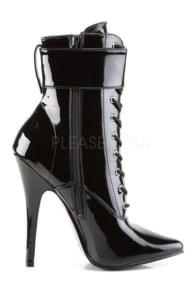 Stylish DOMINA-1023 Black Patent Leather Ankle Boots for Fashionable Wear