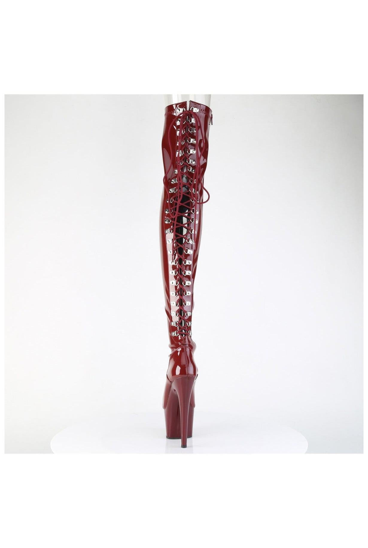 Pleaser Adorable 7-Inch Heel Stretch Thigh Lace-Up Boots