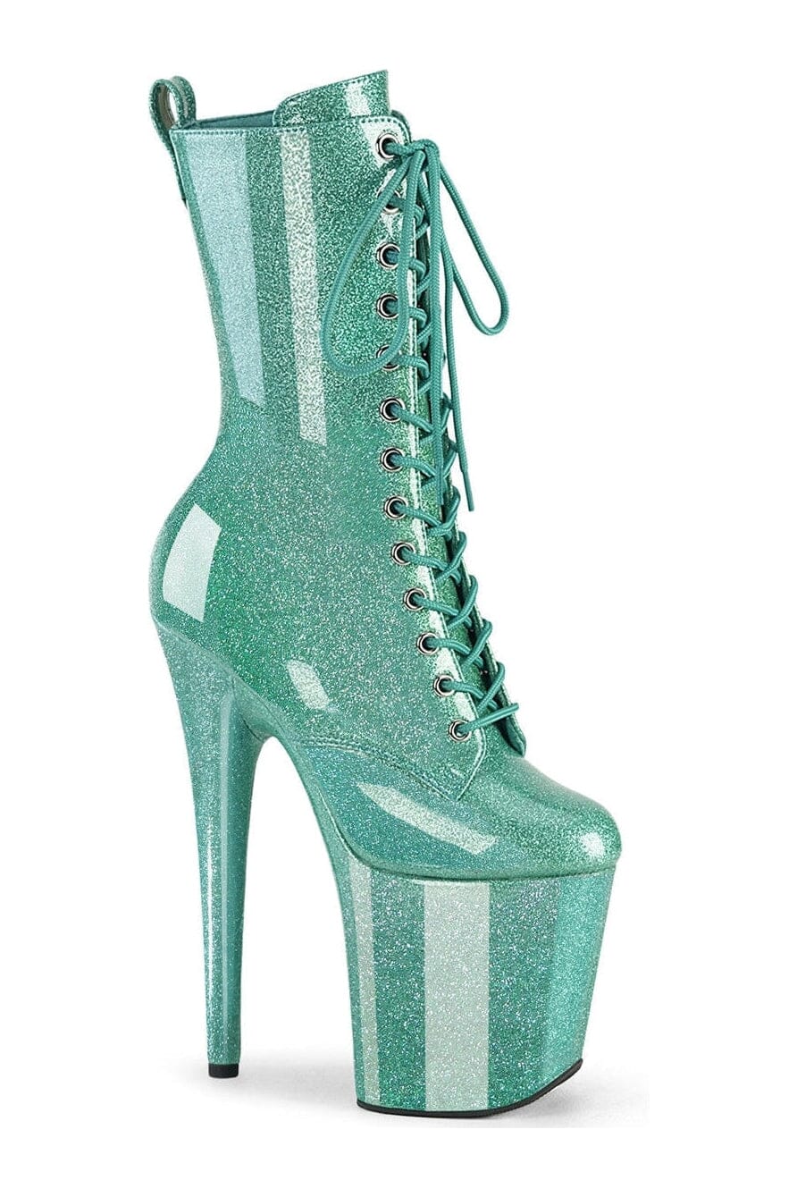 Stylish Turquoise Patent Leather Flamingo-1040GP Ankle Boots for Fashionable Women