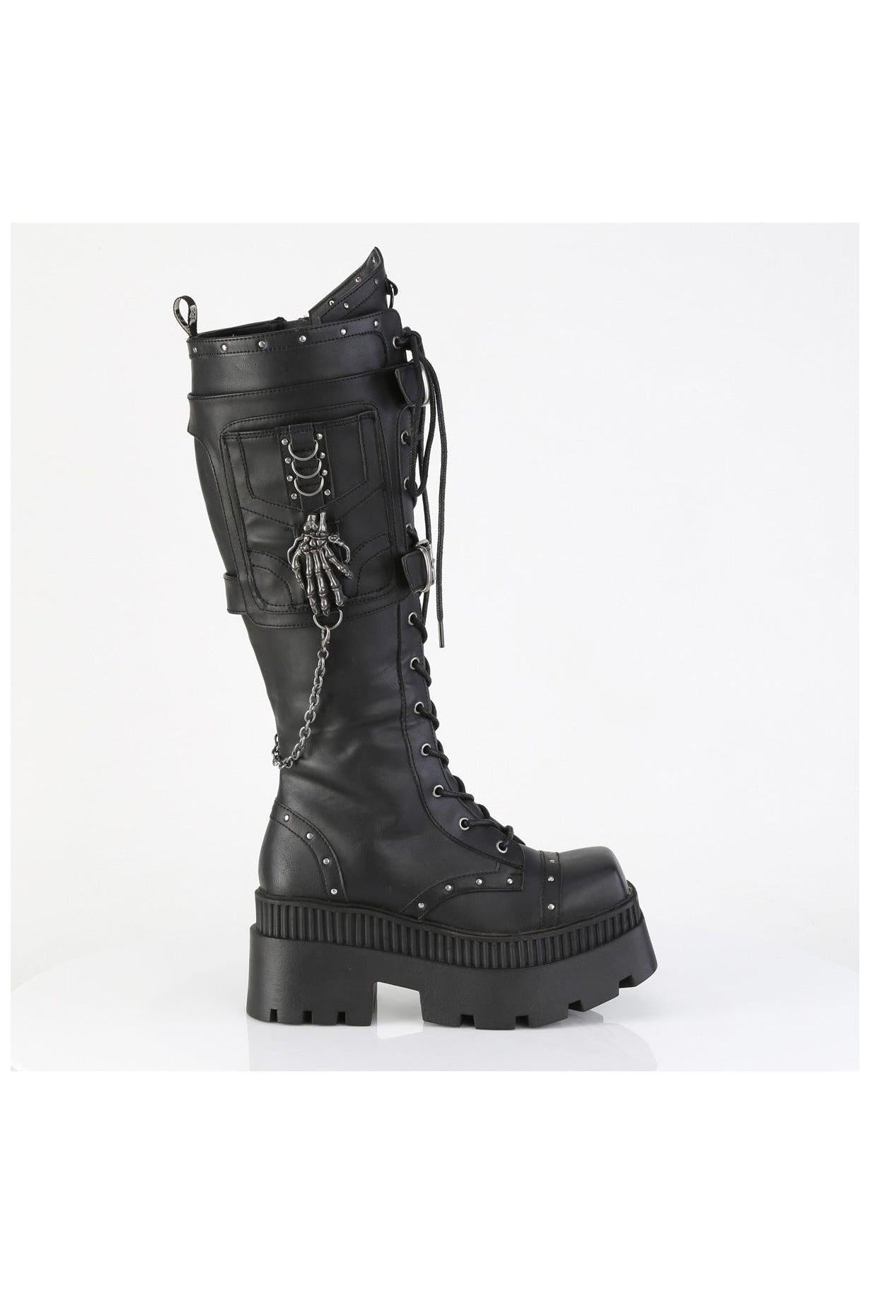 Demonia WRATH - 205 Chunky Heel Square - Toe Platform Knee Boots